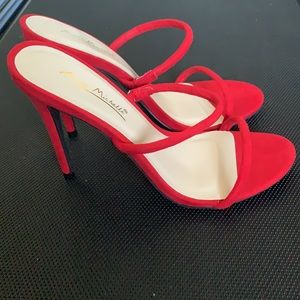 Red Double Strap Heels